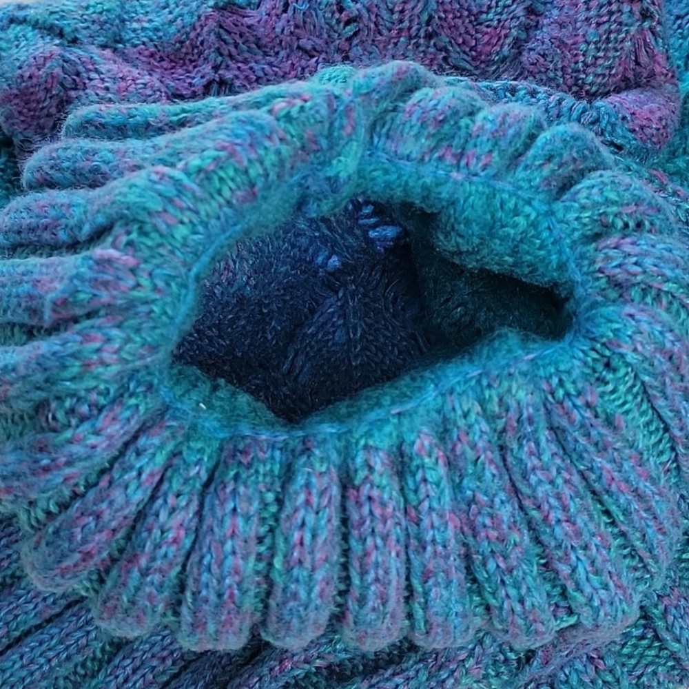 OMBRE Teal Purple Crochet Knit Mystical Fairy Mermaid Tail Cocoon Throw Blanket - Picture 5 of 8